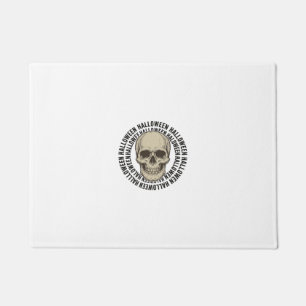 Halloween Skull Circle Vintage Engraving Design_1 Doormat