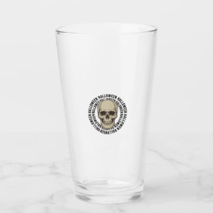 Halloween Skull Circle Vintage Engraving Design_1 Glass