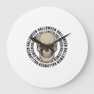 Halloween Skull Circle Vintage Engraving Design_1 Large Clock