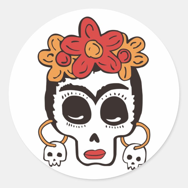 Halloween Skull Classic Round Sticker (Front)