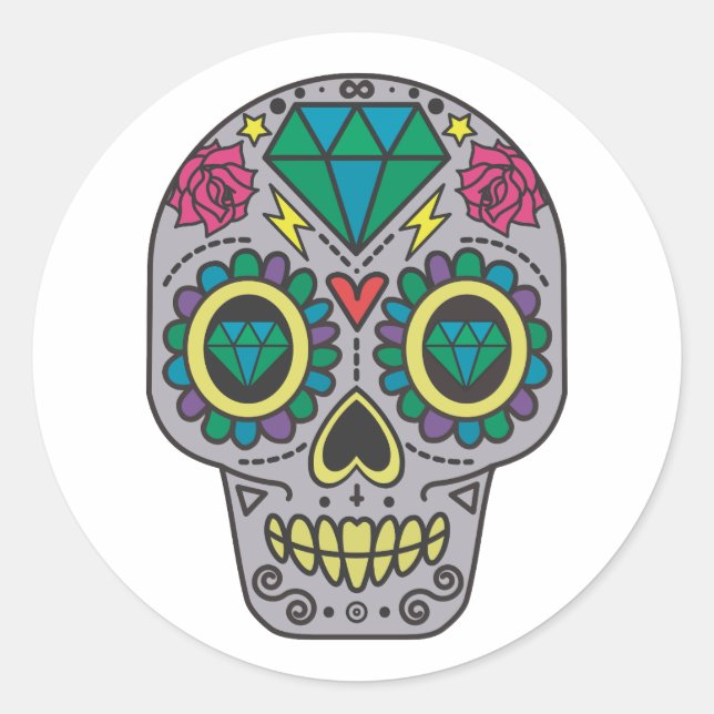 Halloween Skull Classic Round Sticker (Front)