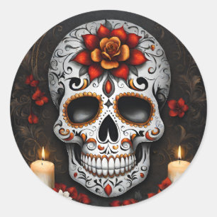 Halloween Skull Classic Round Sticker
