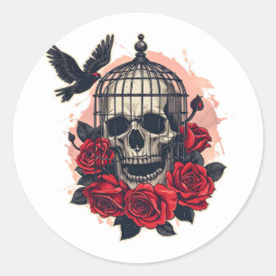 Halloween Skull Classic Round Sticker