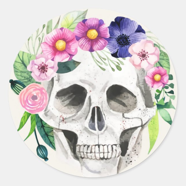 Halloween Skull Classic Round Sticker (Front)