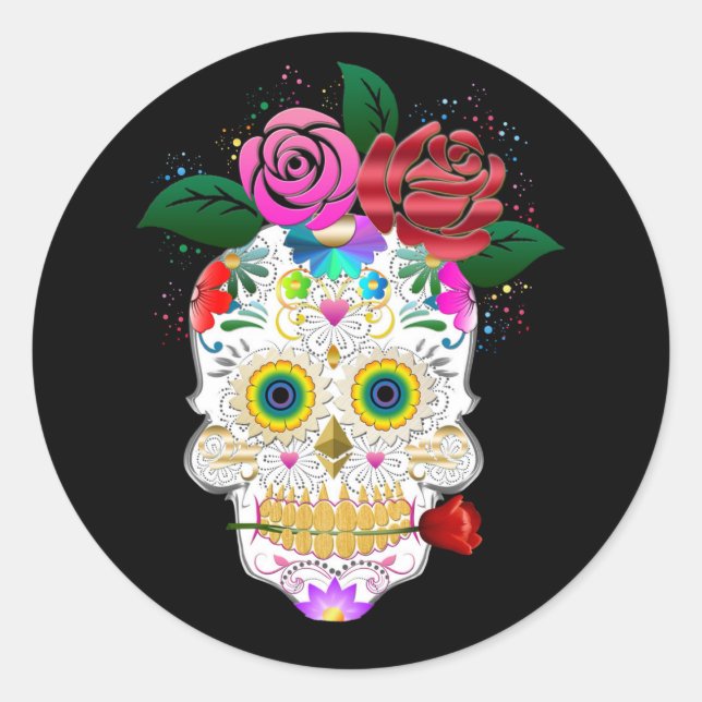 Halloween Skull Classic Round Sticker (Front)