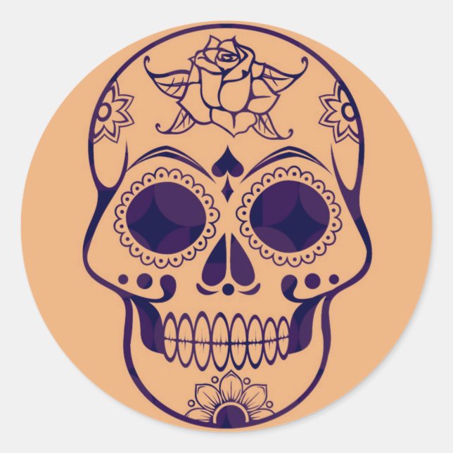 Halloween Skull Classic Round Sticker (Front)