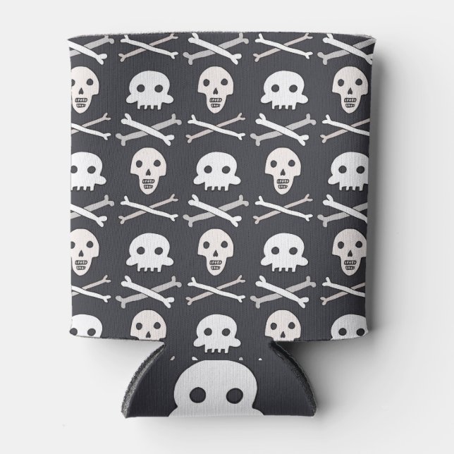 Halloween Skull Colourful Pattern Can Cooler (Front)