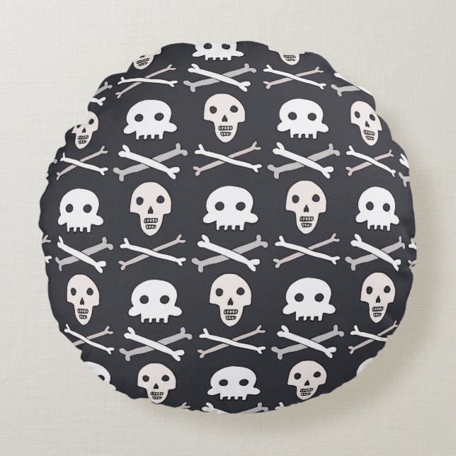Halloween Skull Colourful Pattern Round Cushion (Front)