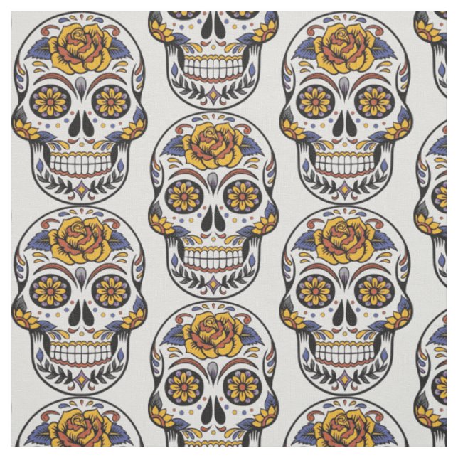 Halloween Skull Combed Cotton Fabric (Swatch)