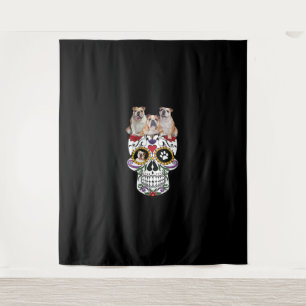 Halloween Skull Costumes Gift Bulldog Lovers Tapestry