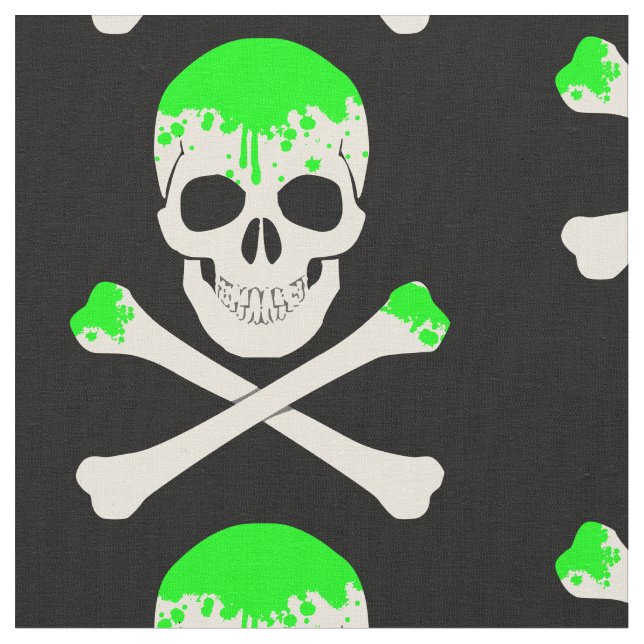 halloween skull crossbones slime skeleton fabric (Close Up)