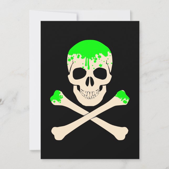 halloween skull crossbones slime skeleton invitation (Front)