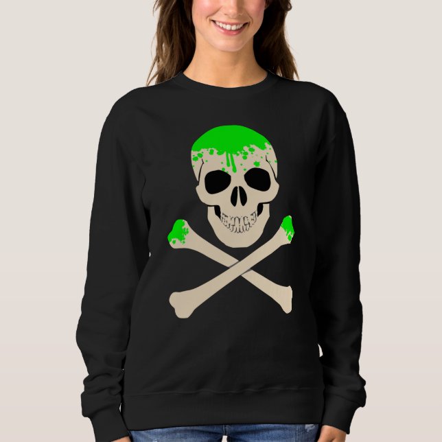 halloween skull crossbones slime skeleton sweatshirt (Front)