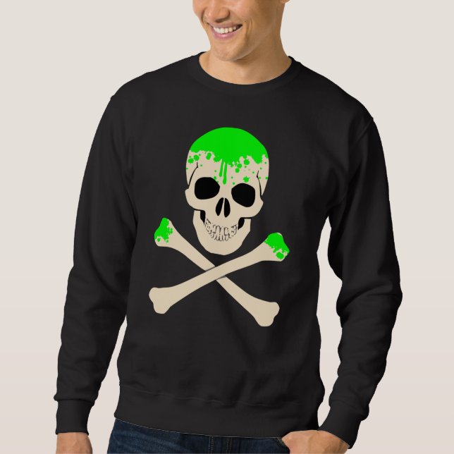 halloween skull crossbones slime skeleton sweatshirt (Front)