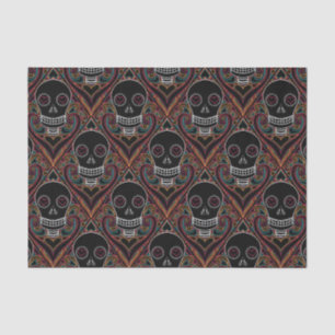 Halloween skull damask tissue paper