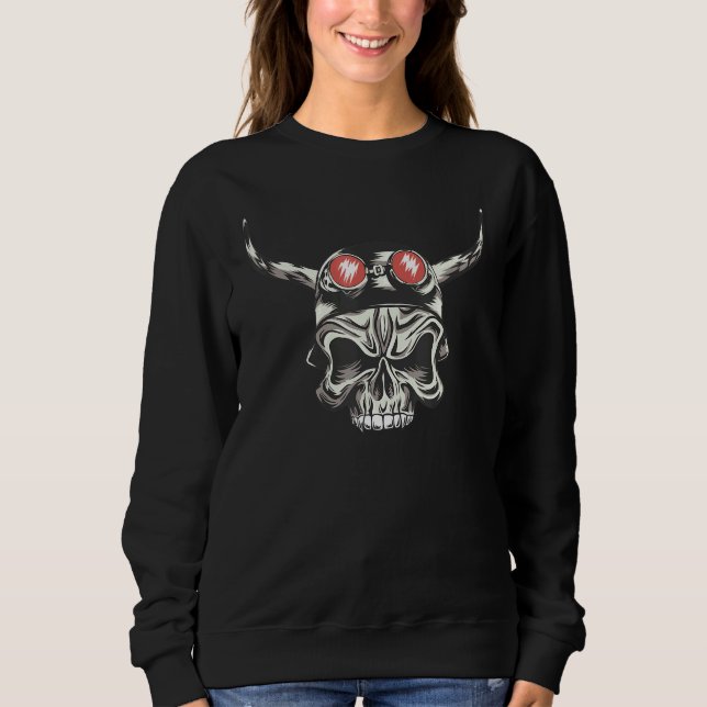 Halloween Skull Devil Occult Satanic Baphomet Blac Sweatshirt (Front)