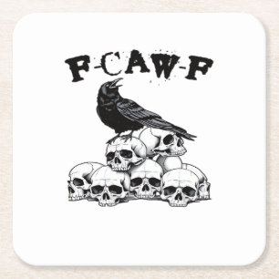 Halloween Skull. F Caw F Vintage Graphic Square Paper Coaster