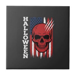 Halloween Skull Flag Vector Design_1 Ceramic Tile