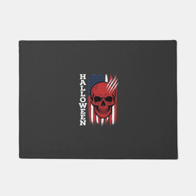Halloween Skull Flag Vector Design_1 Doormat (Front)