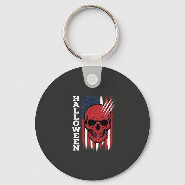 Halloween Skull Flag Vector Design_1 Key Ring (Front)