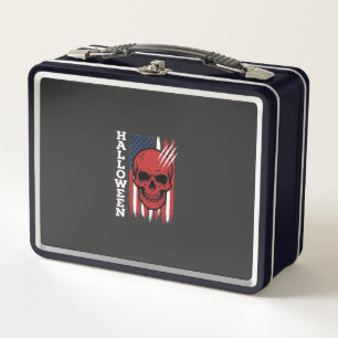Halloween Skull Flag Vector Design_1 Metal Lunch Box