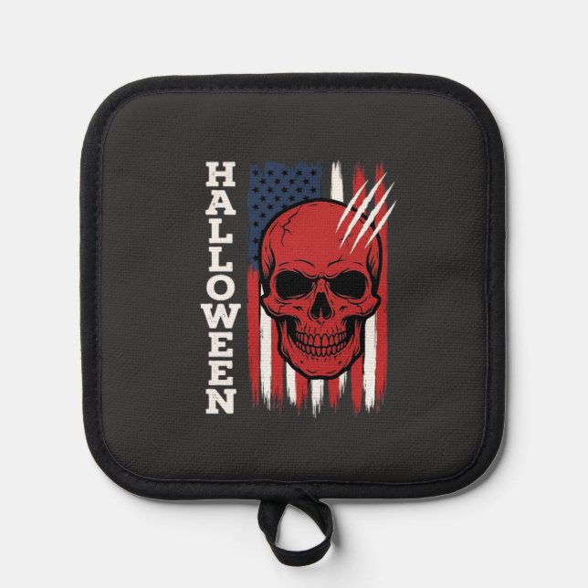 Halloween Skull Flag Vector Design_1 Pot Holder (Front)