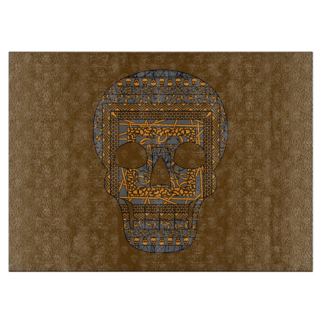 Halloween Skull Glass Cutting Board (Front)