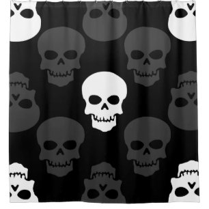halloween skull gothic horror spooky creepy black shower curtain