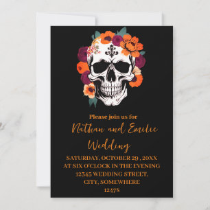Halloween skull Gothic wedding invitation
