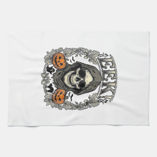 Halloween Skull Graphic Vintage Engraving Shirt Ar Tea Towel