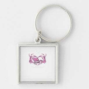 Halloween Skull Heart Hands Skeleton Beanie Design Key Ring