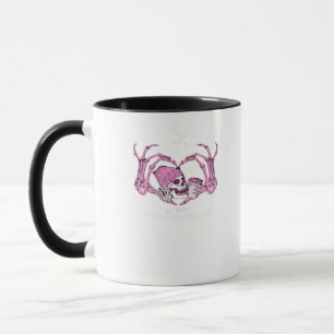 Halloween Skull Heart Hands Skeleton Beanie Design Mug