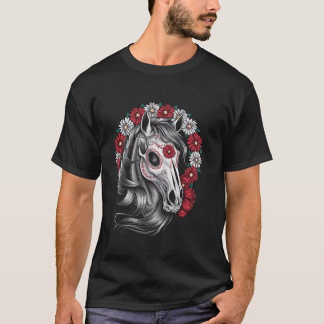 Halloween Skull Horse for men Women T Shirt (Front)