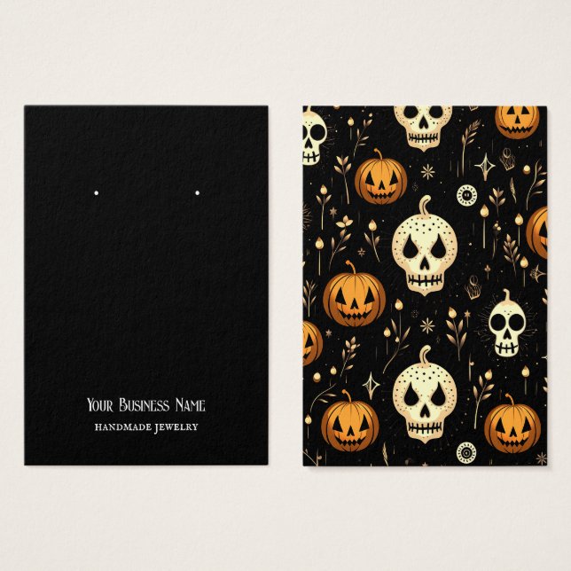 Halloween Skull Jackolanterns Earring Display Card (Front & Back)