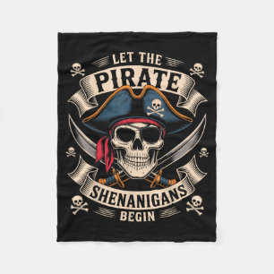 Halloween Skull Let The Pirate Shenanigans Begin Fleece Blanket