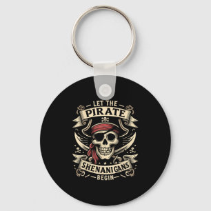 Halloween Skull Let The Pirate Shenanigans Begin  Key Ring