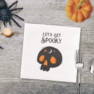 Halloween Skull Let's get Spooky Gothic Typgraphy Napkin