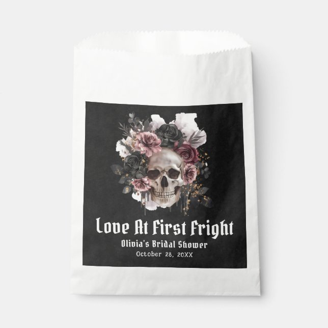 Halloween Skull Love At First Fright Bridal Shower Favour Bag (Front)