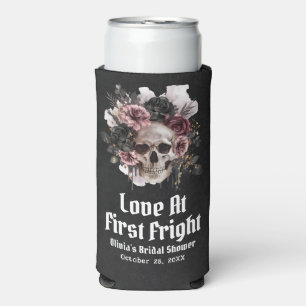 Halloween Skull Love At First Fright Bridal Shower Seltzer Can Cooler