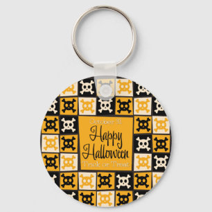 Halloween skull mosaic key ring