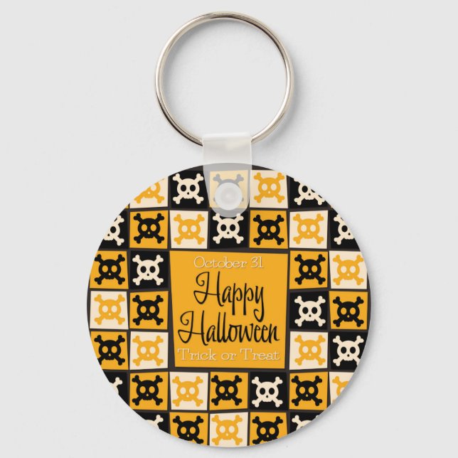Halloween skull mosaic key ring (Front)