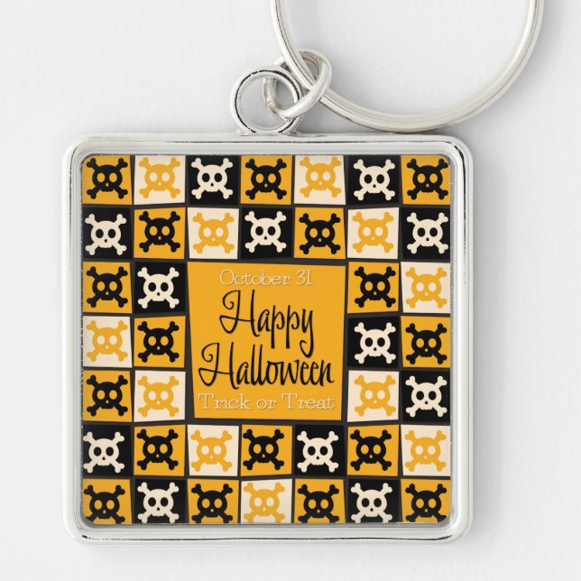 Halloween skull mosaic key ring (Front)