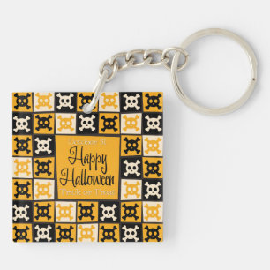 Halloween skull mosaic key ring