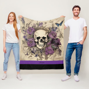 Halloween Skull Name  Fleece Blanket