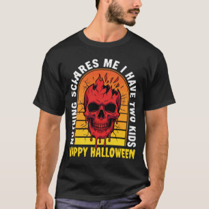 Halloween Skull Nothing Scares Me Two Kids Graphic T-Shirt