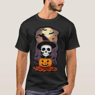 Halloween skull orang pumpkin Basic Dark T-Shirt