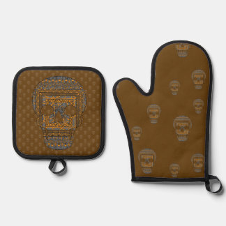 Halloween Skull Oven Mitt & Pot Holder Set