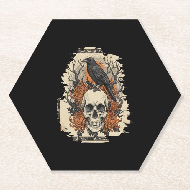 Halloween Skull Paper Coaster (Front)