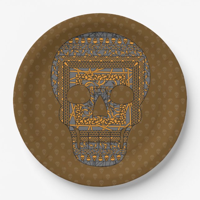 Halloween Skull Paper Plate (Front)