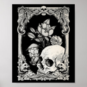 Halloween Skull Pastel Goth Flower Gothic Floral C Poster